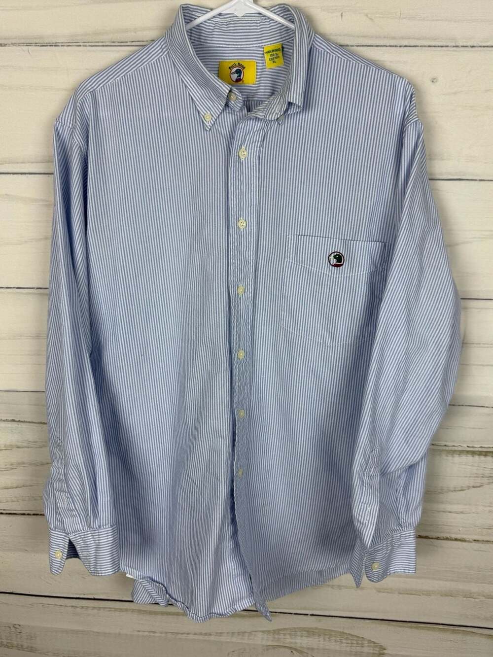 Duck Head Men's XL Blue and White Striped Long Sleeve Button Down Shirt